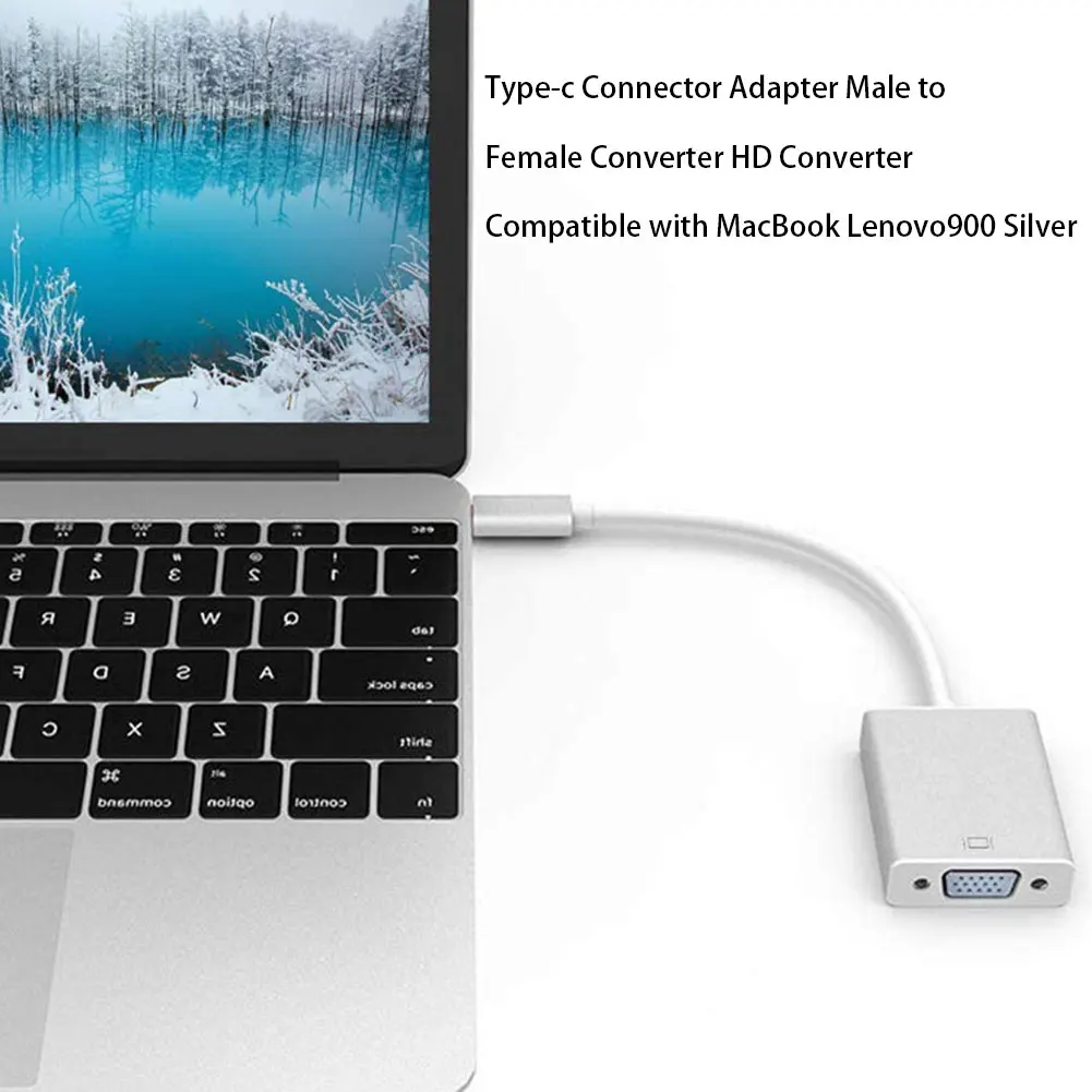 

Hot Sale USBC To VGA Adapter Cable USB3.1 Type C Male To Female Converter HD Compatible 1080P FHD For MacBook Lenovo900 Silver