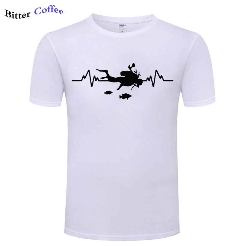 Мужская хлопковая футболка с коротким рукавом круглым вырезом для подводного