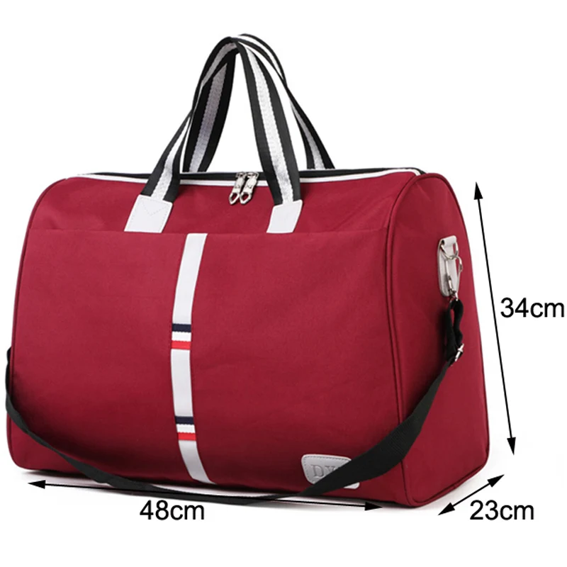 Large Capacity Women Travel Bag Waterproof Stripe Weekend Overnight Duffle Bags Female Hand Luggage Big Bag Packing Cubes