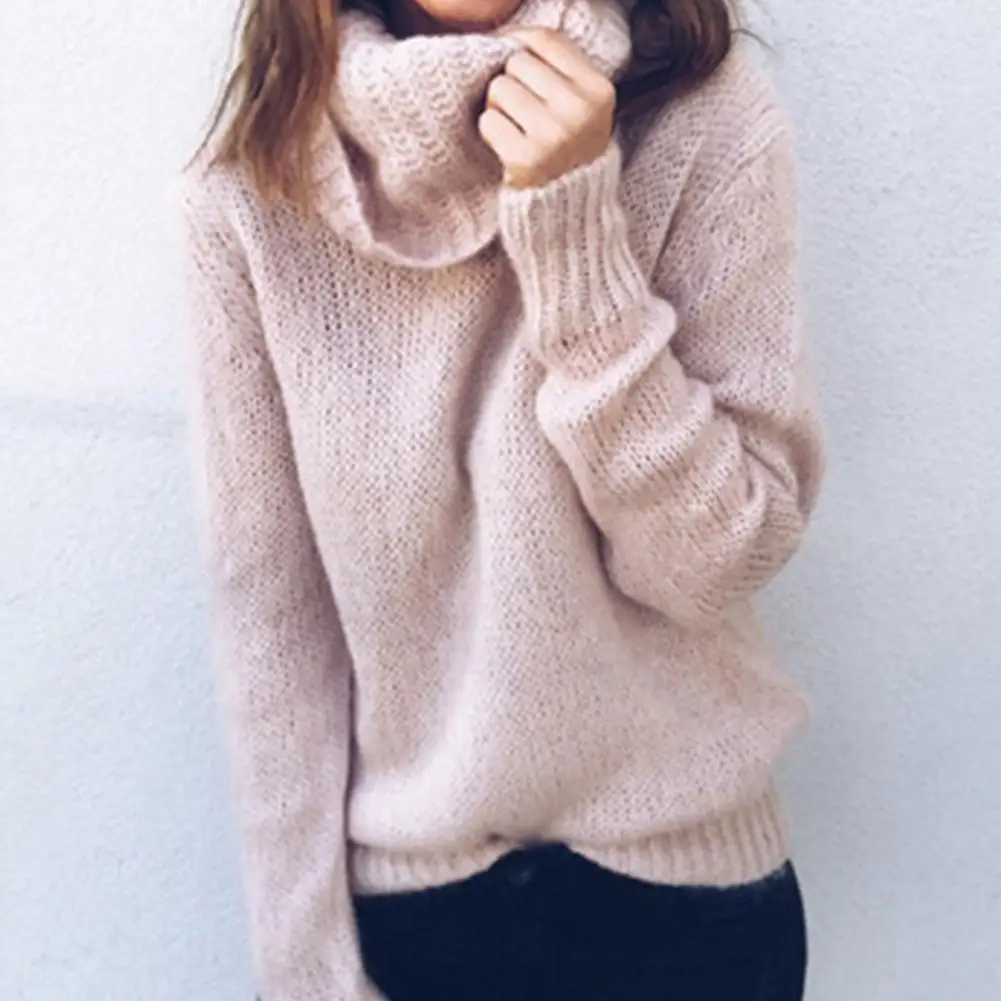 2020 Autumn Winter Casual Women Solid Color Turtle Neck Long Sleeve Knitted Sweater Pullover Jumpers Knitwear | Женская одежда