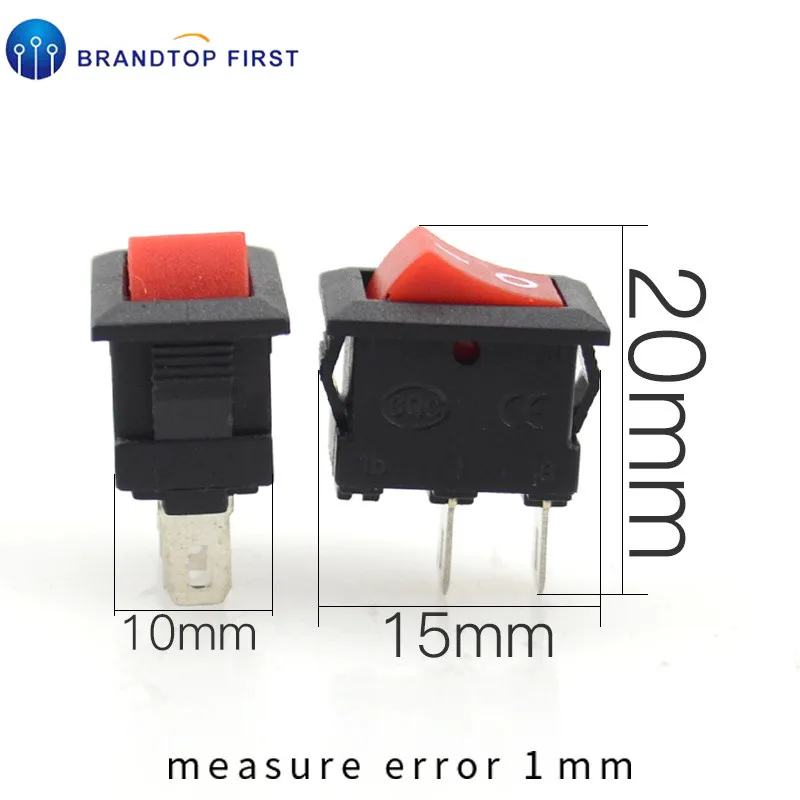 10*15 мм клавишный переключатель черный 2Pin/3Pin 3 файл Seesaw 3A250V выключатель питания |
