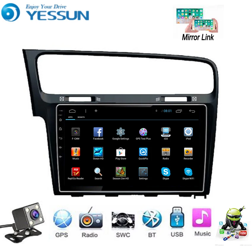 Автомобильный мультимедийный плеер YESSUN для Volkswagen Golf 7 MK7 MQB Android радио GPS навигация