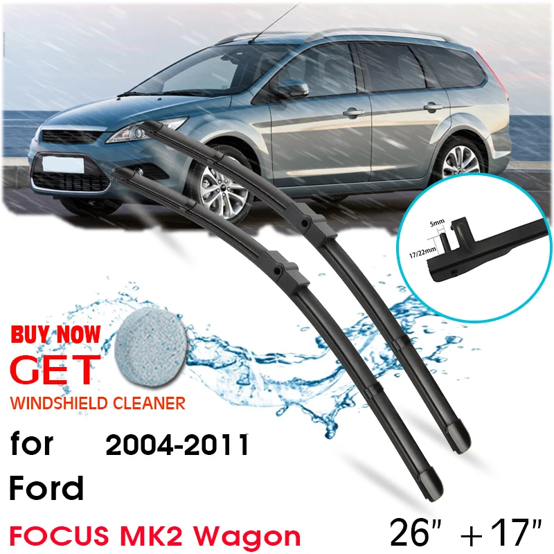 

Car Front Window Windshield Rubber Silicon Refill Wiper For Ford FOCUS MK2 Wagon 2004-2011 LHD / RHD 26"+17" Car Accessories