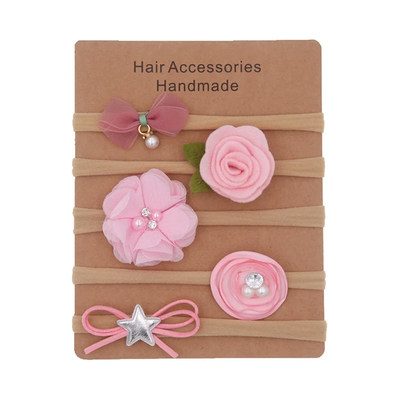 6pcs/set Elastic Flower Headbands for Baby Girls Hair Accessories Bow Nylon Turban Skinny Stretchy Rubber ban | Детская одежда и
