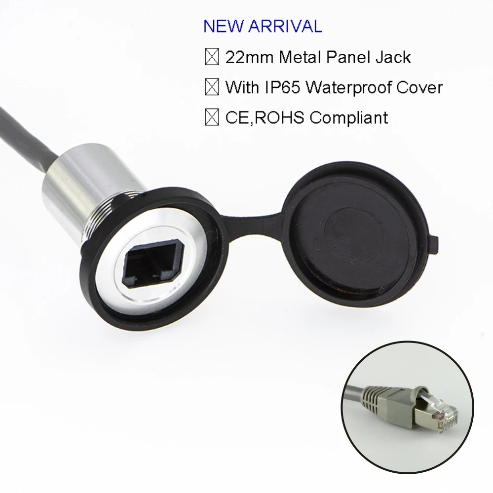 22 мм металлическая панельная розетка RJ45 Мама папа с кабелем (60 см 150 см)|connector