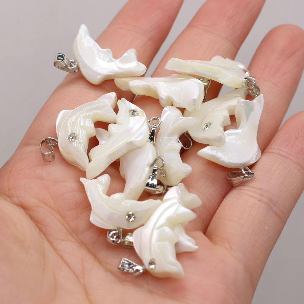 

4Pcs Fashion Dolphin Shape Pendant High-Quality Natural Shell Charms for Jewelry Make DIY Necklace Earring Accessories 15x25mm