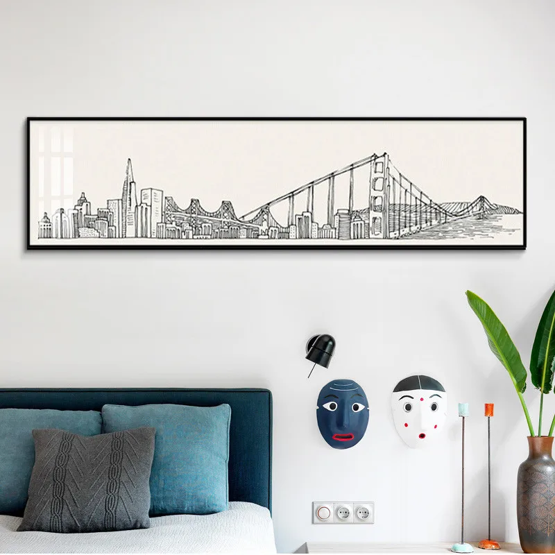 

Modern Abstract City Landscape Building Shanghai Wall Art Canvas Painting Poster Picture Print For Office Living Room Home Deco