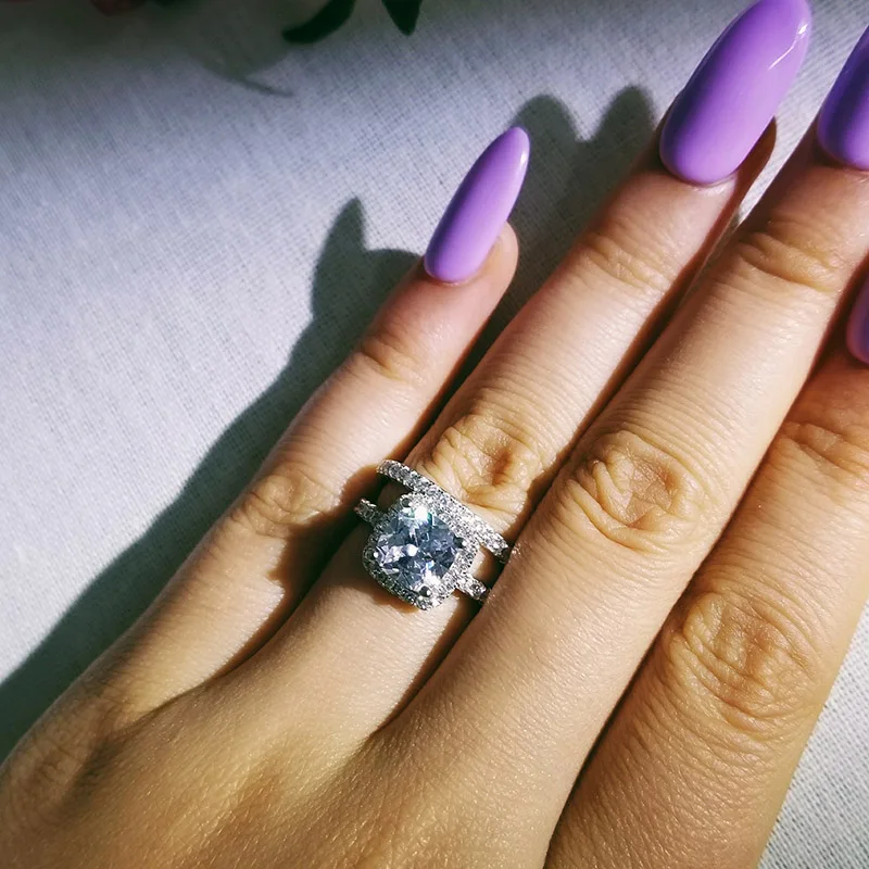 Женский комплект обручальных колец обручальные кольца из стерлингового серебра