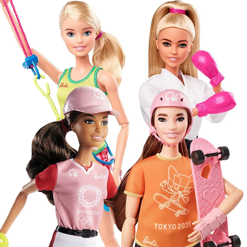 

Original Barbie Dolls Career Sport Diving Gymnastics Joint Move Bjd Doll Climbing Athlete Toys for Girls Karate Softball Player