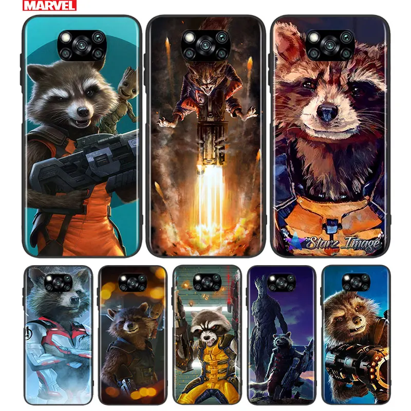 

Marvel Rocket Racoon for xiaomi A3 8 9 10 10T Note 10 MI 9 9T 10 10T 10i 11 11i Lite Pro Ultra SE TPU Black Phone Case