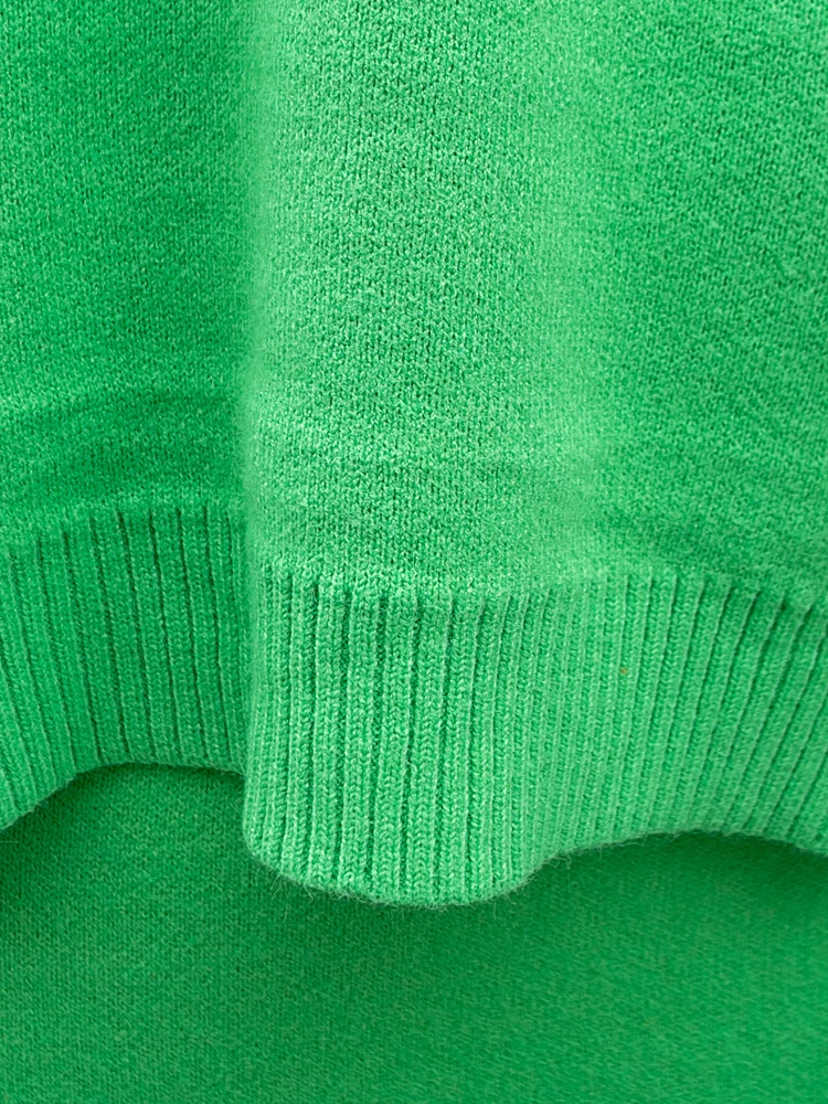 

QING MO Green Women Fashionable Set Knitted Wool Suit For Women Women Off Shoulder Sweater + High Waist Skirt ZQY5724