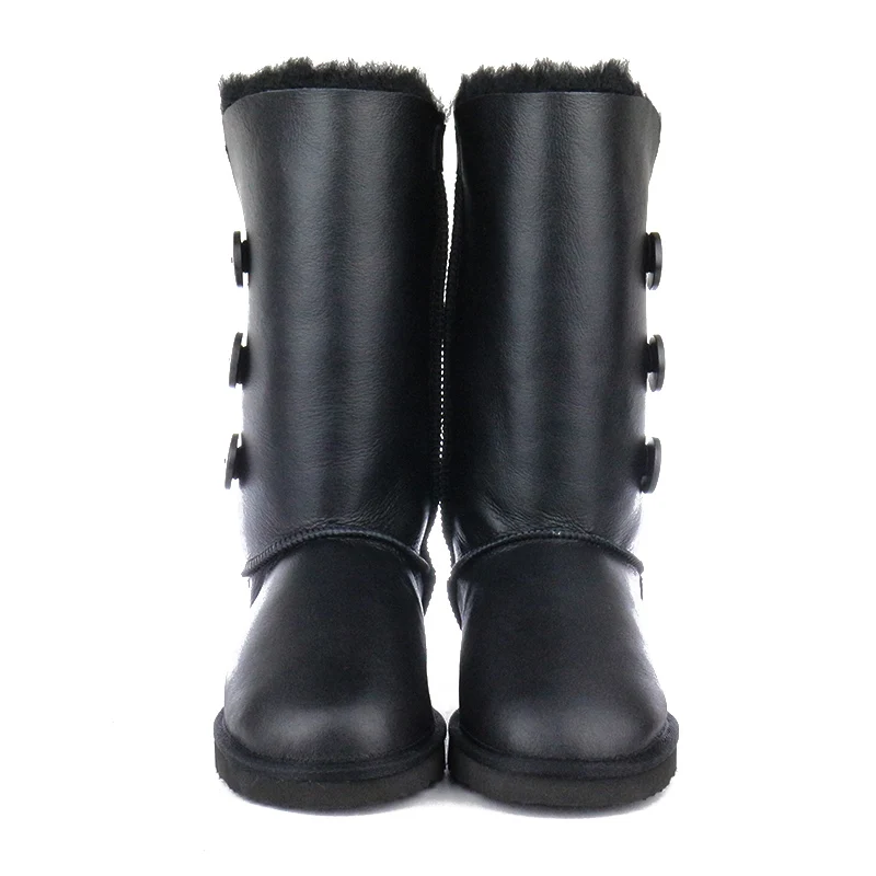 Metal Black Модные зимние ботинки; женские ботинки; Коллекция года; высокие сапоги из овечьей кожи; натуральный мех; теплая шерсть; зимние сапоги; Водонепроницаемая нескользящая обувь - Цвет: Metal Black