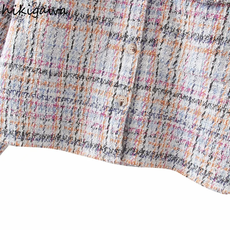 Рубашка-куртка Hikigawa осенняя элегантная женская куртка с отложным воротником и