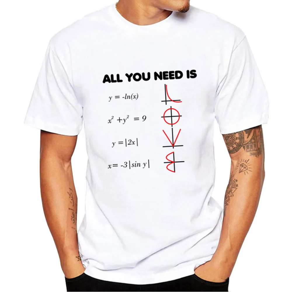 

All You Need Is Love Math T Shirts Summer Fashion Graphic T Shirts Men's Short Sleeve O-Neck Casual Tee Tops Clothes