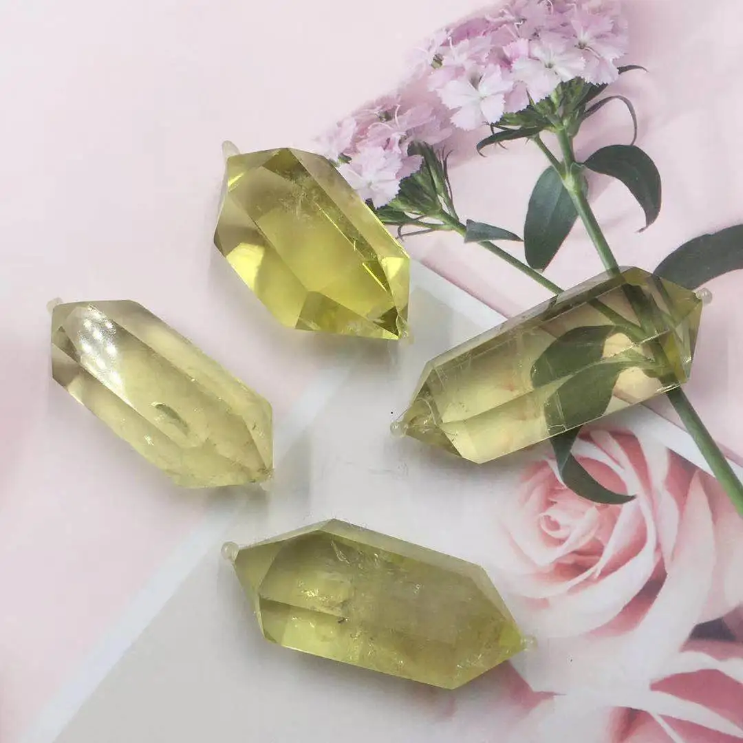 

1 piece Natural citrus double-headed tower scepter healing, gem crystal, home decoration, witness love, birthday, anniversary gi