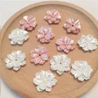 Бусина кабошон для самостоятельного изготовления ювелирных изделий сделай сам, 25 мм, розовый, белый цветок камелии, фурнитура для поделок, ювелирных изделий ручной работы, 5 шт.