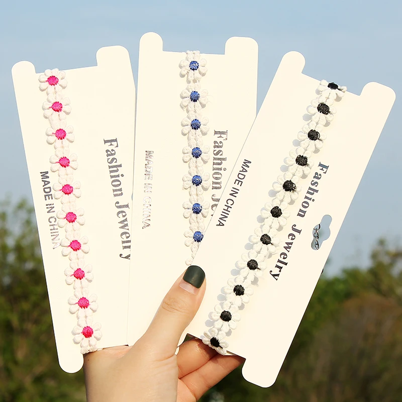 Корейский чокер с цветами и растениями ожерелье из кружевной ткани короткие