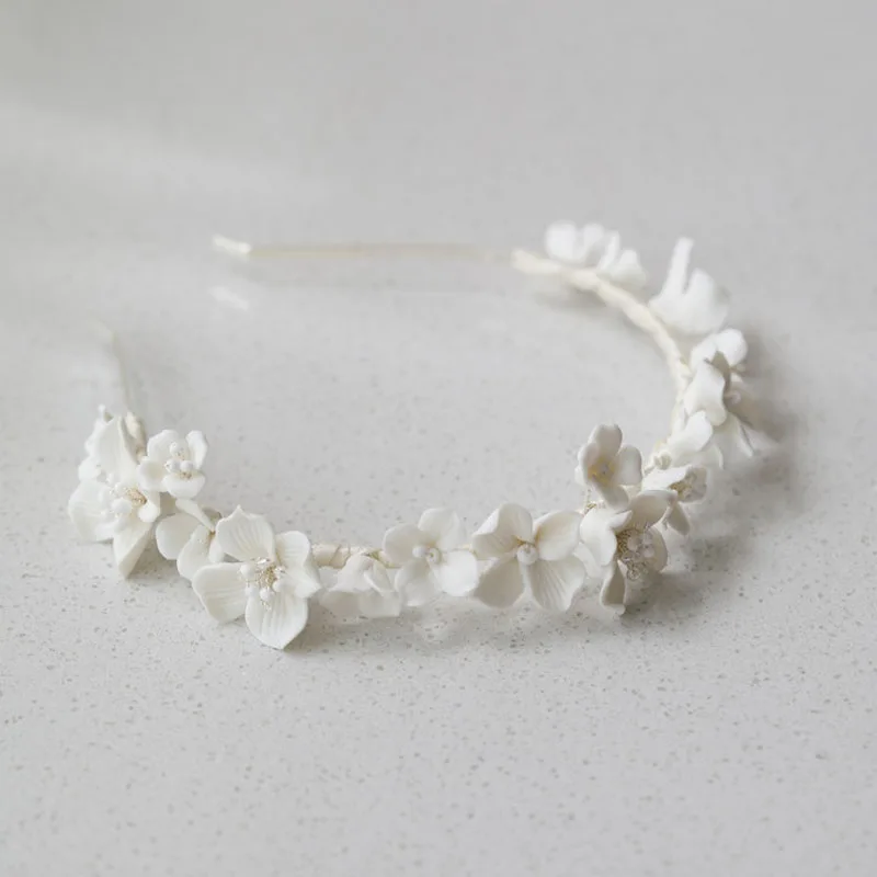 Свадебная тиара в стиле Стразы ручной работы с кристаллами и фарфоровым цветком