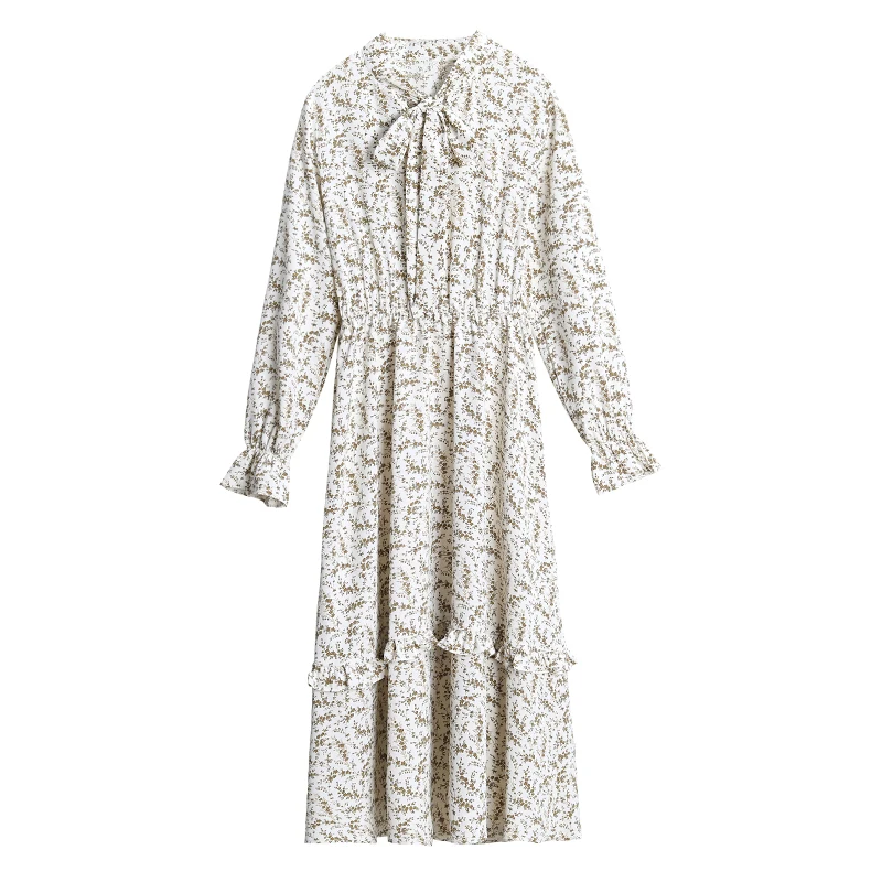 

Цветочный принт элегантные Boho Vestidos пастельных отдыха модный халат сезон весна-осень; Новый стиль размера плюс платье для женщин с длинным Ж...