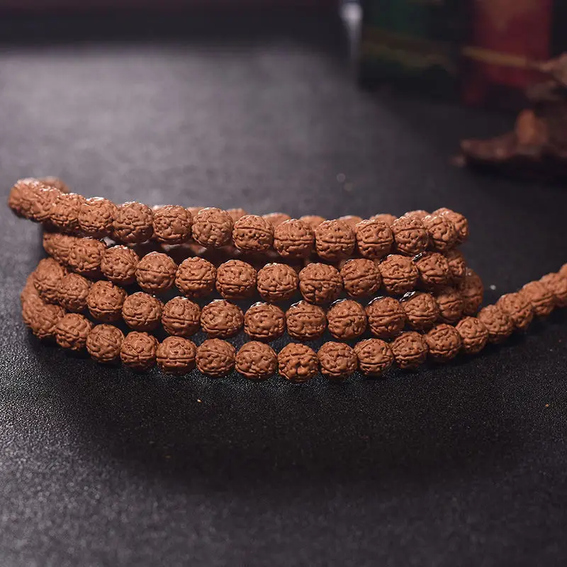 

Natural Rudraksha Mala 108 Beads 5/7/9mm Mala Prayer Meditation Buddhist for Necklaces Meditation Practice Bracelet Accessories