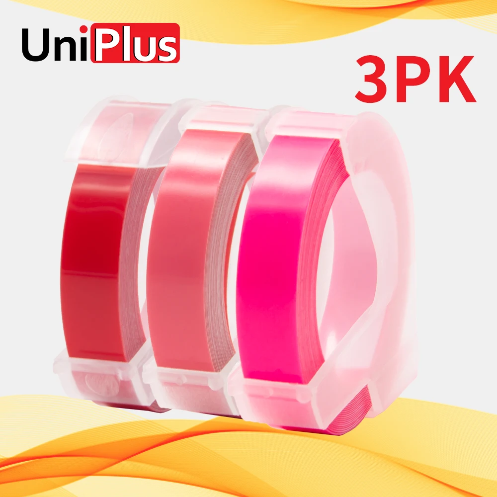 

UniPlus 3PK 3D этикетка лента подходит производитель Этикеток Dymo розовая красная лента тиснение 3D для Motex E101 E202 E404 1610 12965 1540 1880 принтер