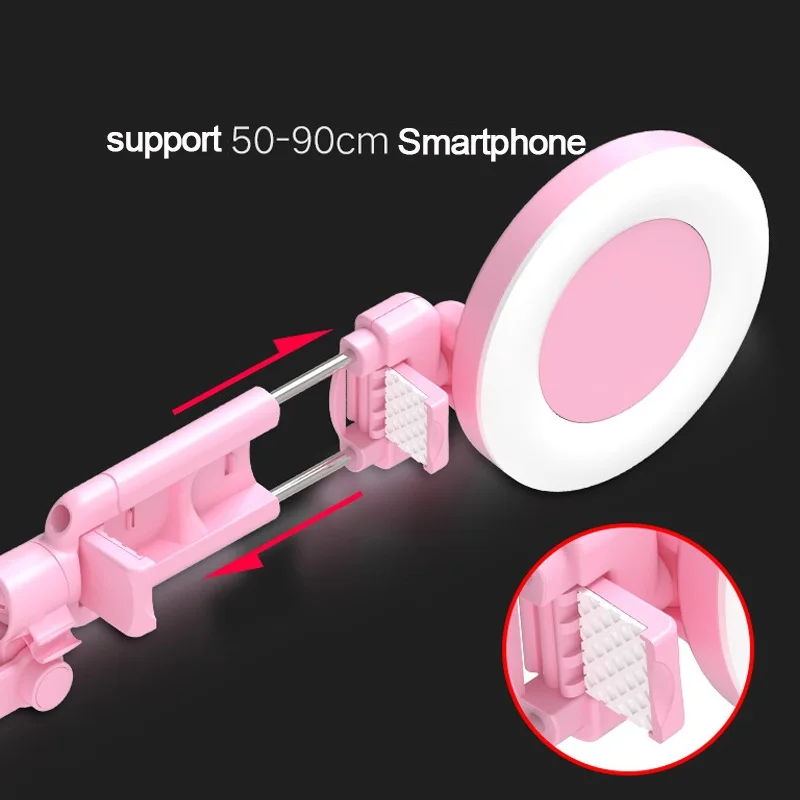 Выдвижная палка для селфи штатив 2 светодиодный кольцевой светильник Подставка 4