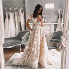 Свадебное платье с рукавом 2020 с 3D цветами и v-образным вырезом, кружевные свадебные платья, свадебные платья Vestidos De Novia