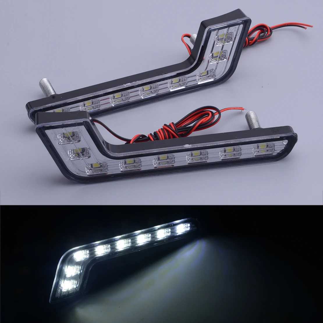 

Universal 1Pair L Shape 8LED Daytime Running Light DRL Fog Driving Daylight Head Lamp 12V White