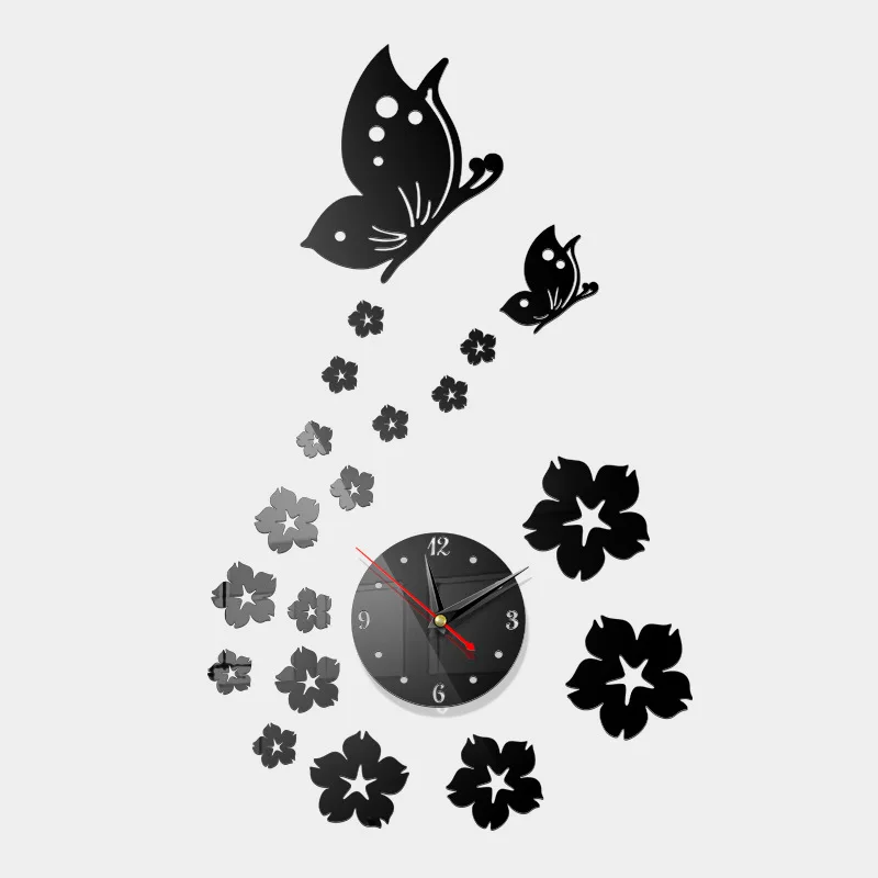 

creative European style wall clock home diy3D three-dimensional decorative clock acrylic digital mirror wall sticker wall clock