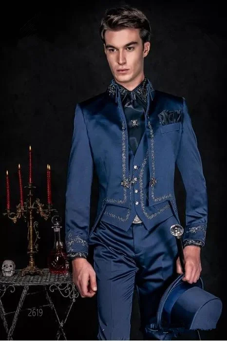 TPSAADE вышитые мужские костюмы официальные деловые костюм Terno Masculino Свадебный
