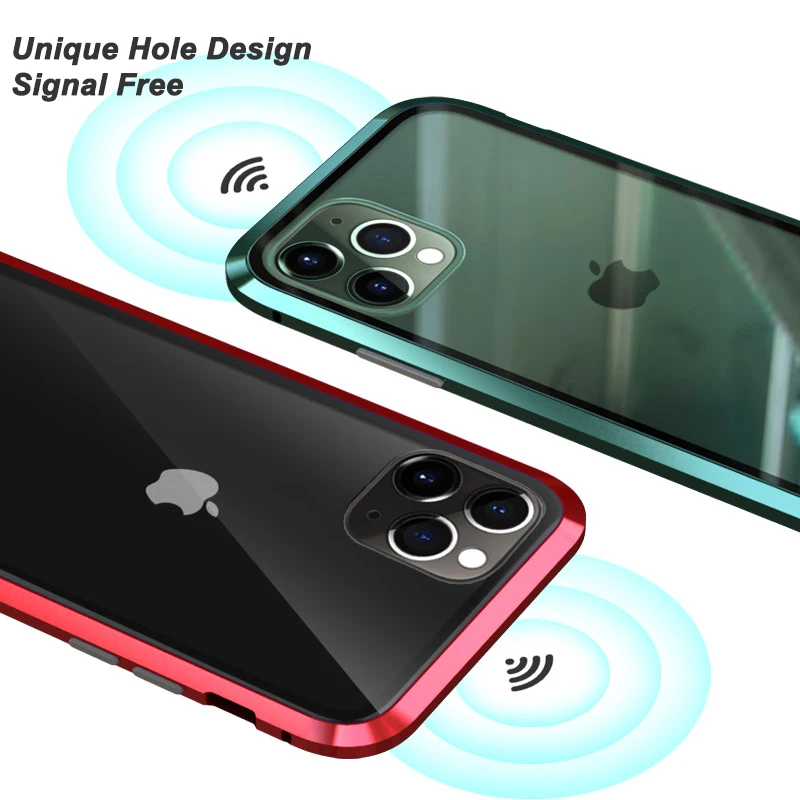 360 полный защитный Магнитный чехол для iPhone 11 ударопрочный PRO MAX металлический
