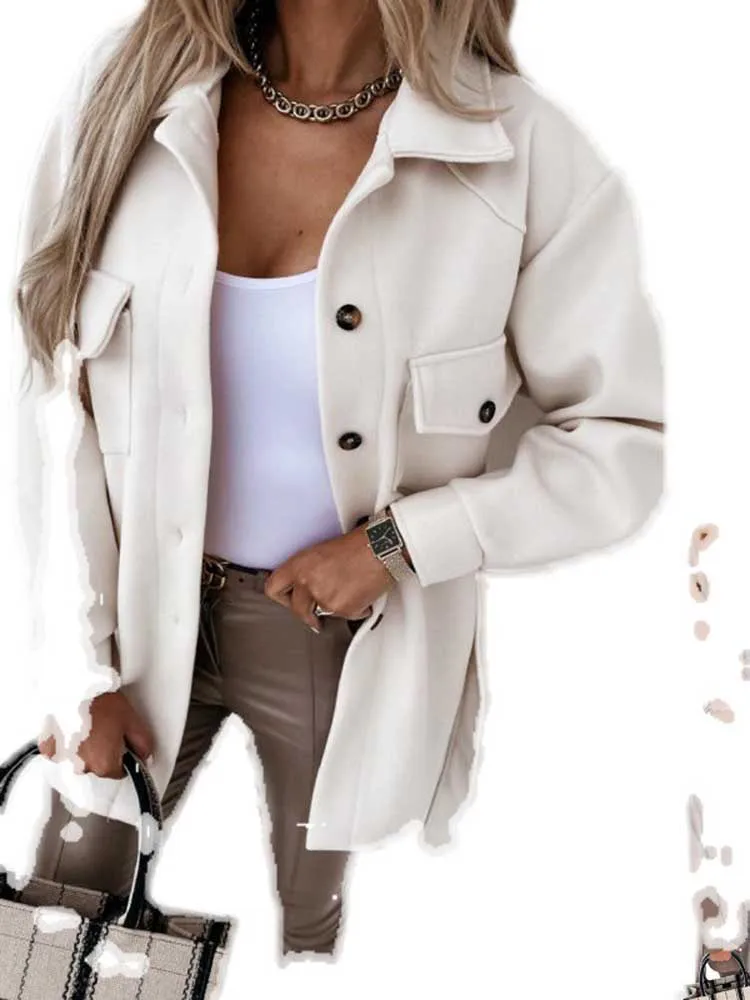 Винтажные Свободные шерстяные пальто с поясом 2021 элегантные женские осенние