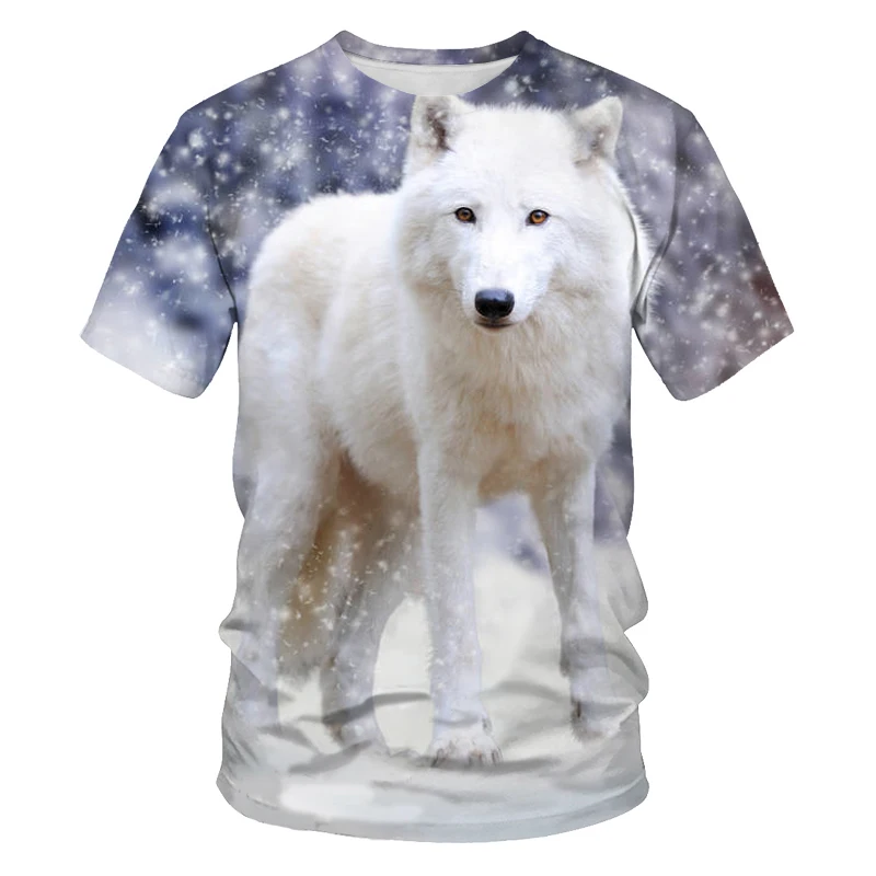 

Wolf T-shirt graphics 3D printing snow wolf men's T-shirt outdoor casual fun shirt short sleeve summer new style 100-6XL