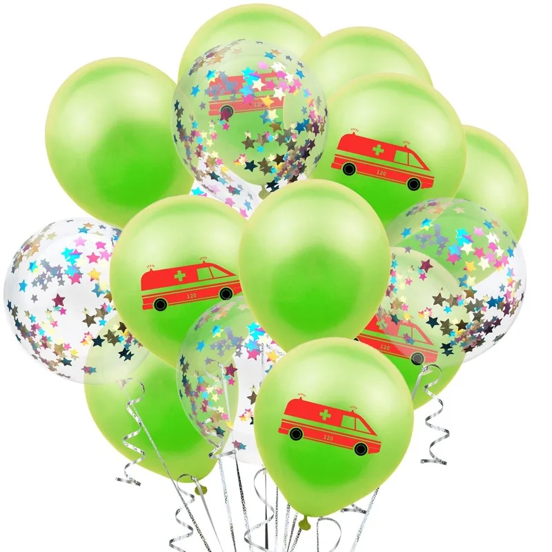 

15/10pcs Cartoon Car Police Fire Truck Confetti Balloons Ballons Decoration Birthday Baby Shower Birthday PartyTransportation
