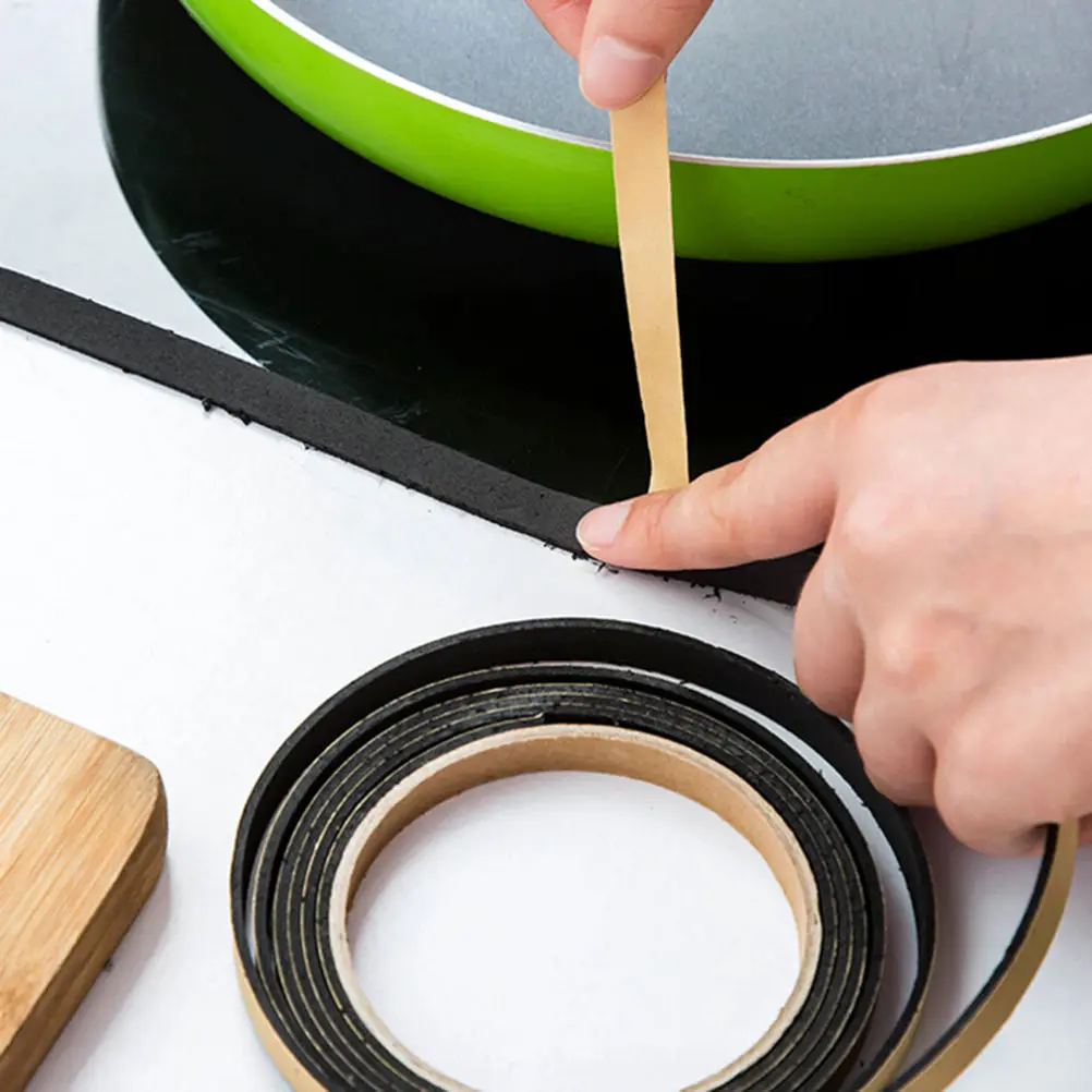 1Roll Waterproof Gas stove slit strip Antifouling Dustproof seal Kitchen Black Self-adhesive Door Window Sealing Strip | Обустройство
