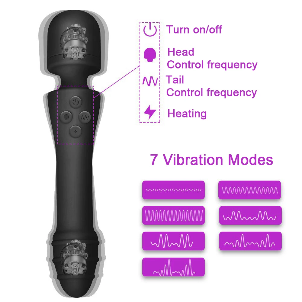Отопление двойной AV палочка Вибратор Интимные Игрушки для женщин женские
