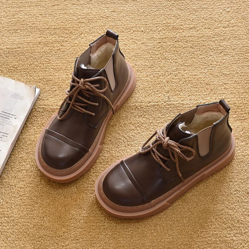 

Autumn Winter Shoes Women Snow Boots Warm Plush Cold Winter Ladies Ankle Boots Thick Sole Non-slip Leather Winter Footwear