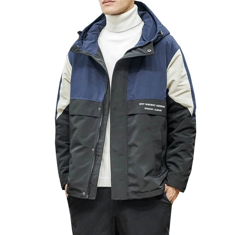 

Куртка мужская осенняя и зимняя Толстая теплая Новая трендовая куртка Молодежная куртка с капюшоном мужская JacketM-5XL