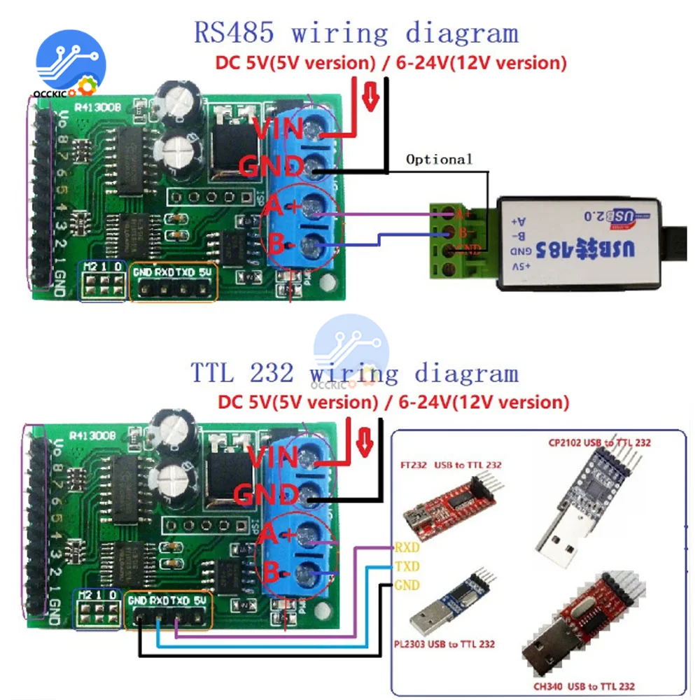 Модуль управления Modbus RTU 8-канальный модуль контроля RS485 RS232 (TTL) 5 в постоянного