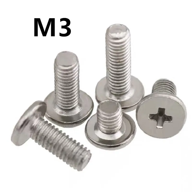

200pcs/lot M3x4/5/6/8/10/12mm Nickel plated thin edge flat head cross screw CM