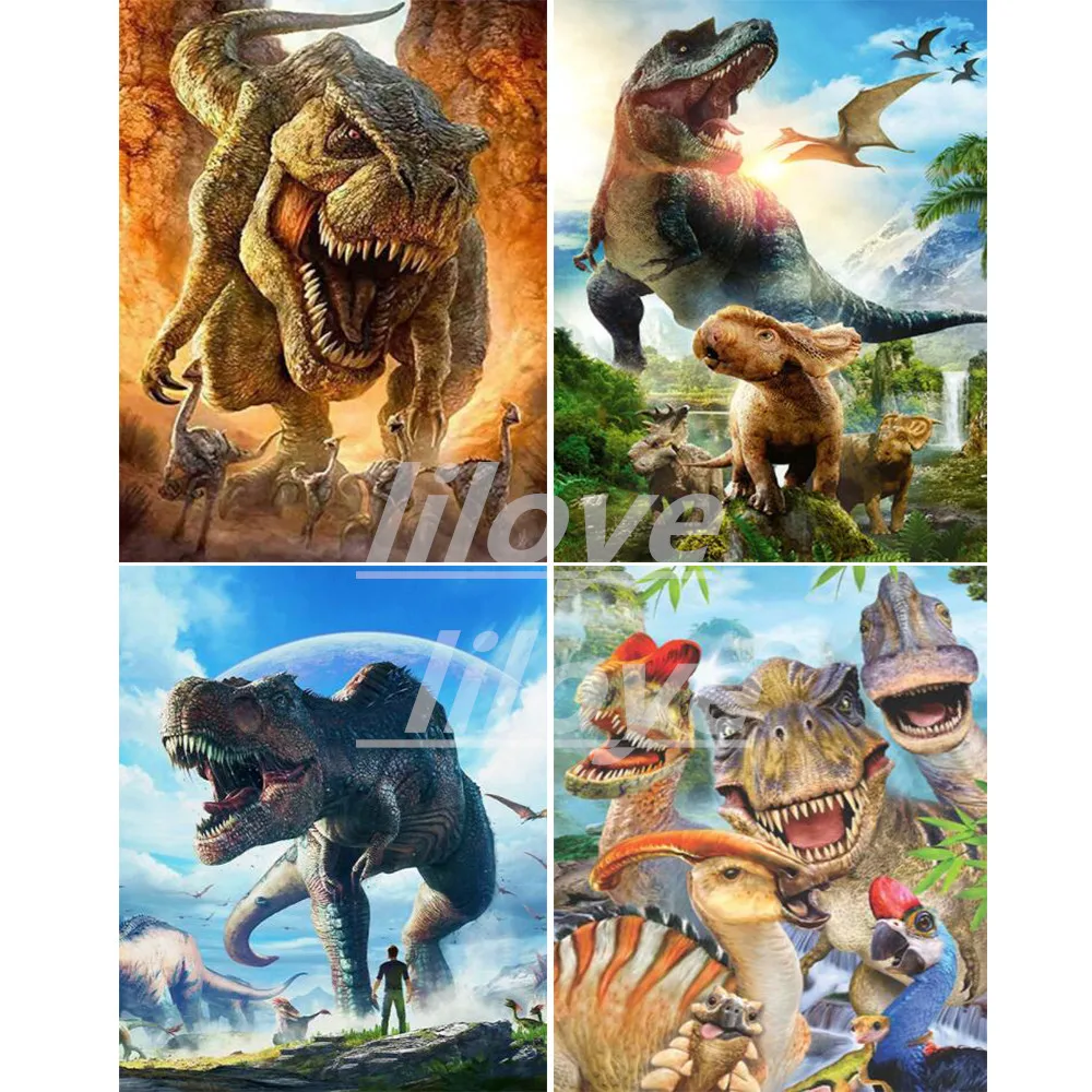 

Алмазная 5D живопись «сделай сам», картина с динозавром, квадратная/круглая вышивка с животными, мозаика, украшение для дома