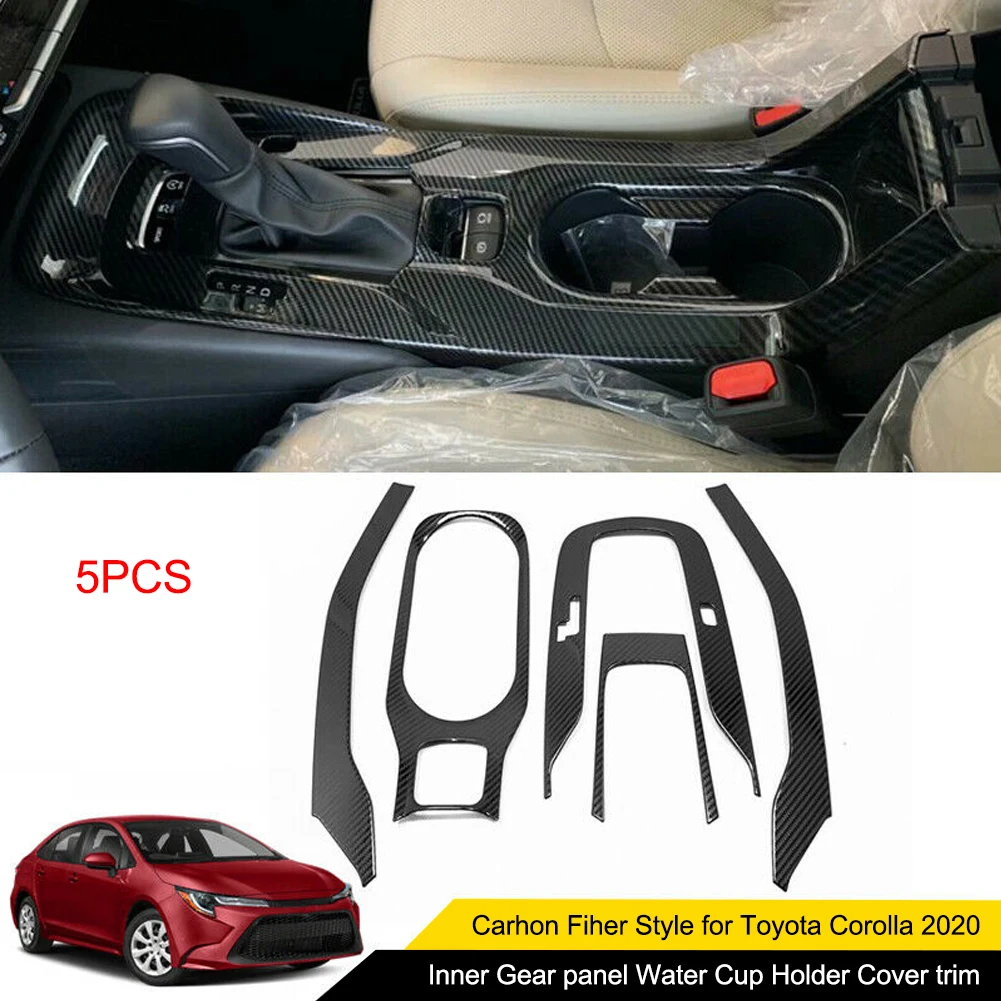 

Stainless Steel For 2019 2020 Toyota Corolla Carbon Inner Gear panel Water Cup Holder Cover trim Car Interior Stickers