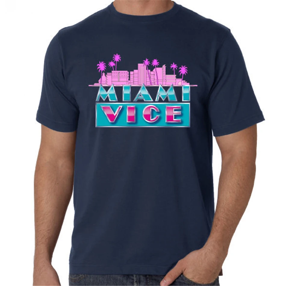 Костюм Miami Vice 80's вечерние классические костюмы Cop TV Show новая синяя футболка Топы