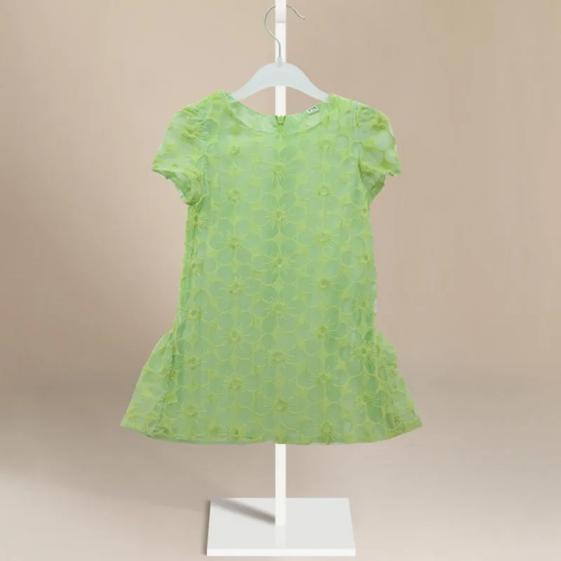 Зеленое платье с коротким рукавом для девочек Вышитое трикотажное | Детская