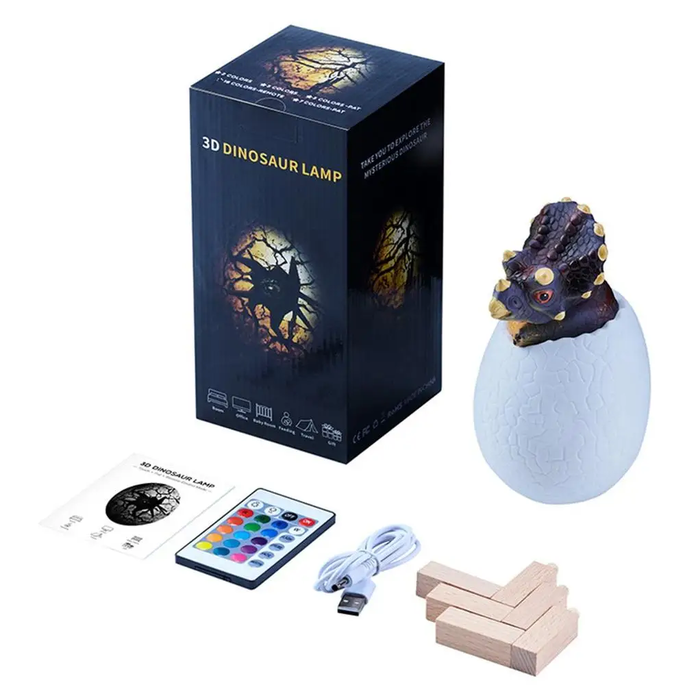

Creative 3D Dinosaur Night Light 16 Color Touch Remote Control Color Changing USB Night Light Bedroom Cartoon Night Light