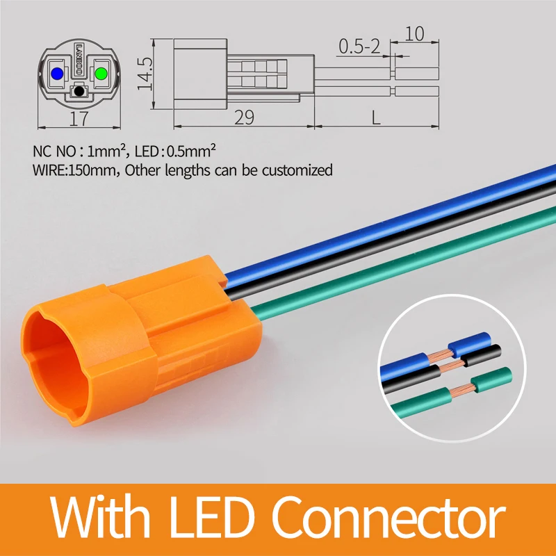 

Кнопочный выключатель LANBOO 16B/19B, металлический, 10А, высокий ток, 3-контактный/1НО с LED-индикацией, с функцией моментального/фиксированного действия