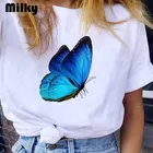 Женская футболка Красивая синяя бабочка 2020 женская футболка с принтом y2k эстетичная Футболка Harajuku Готическая уличная одежда женские топы