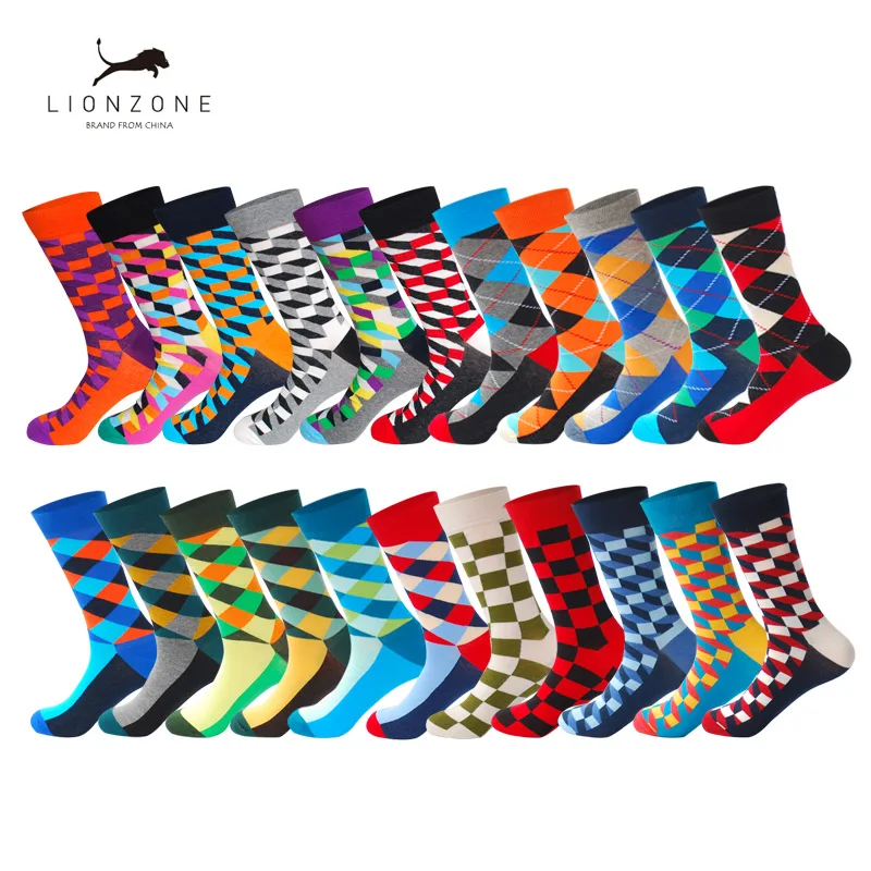 Забавные мужские счастливые носки изысканный абзац бриллиантовый узор