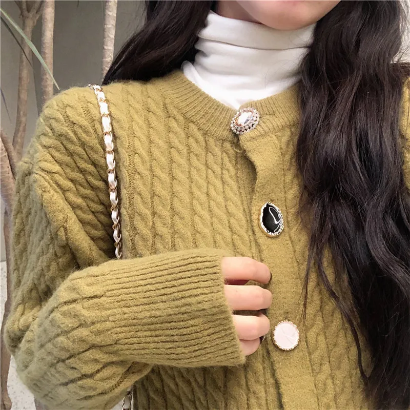 

Ailegogo Spring Knitted Women O-neck Cardigans Casual Female Single Breasted Loose Fit Sweater Solid Color Retro Button Knitwear