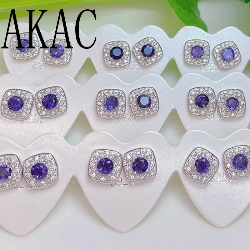 

5pairs AKAC natural iolite stud earrings for women earrings send randomly